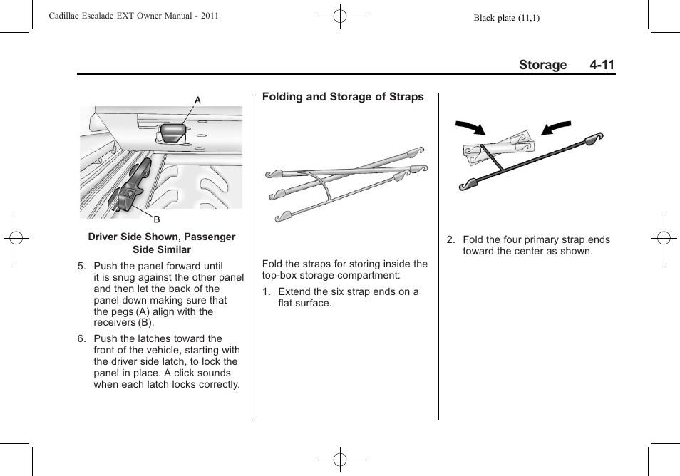 Storage 4-11 | Cadillac 2011 Escalade EXT User Manual | Page 127 / 508