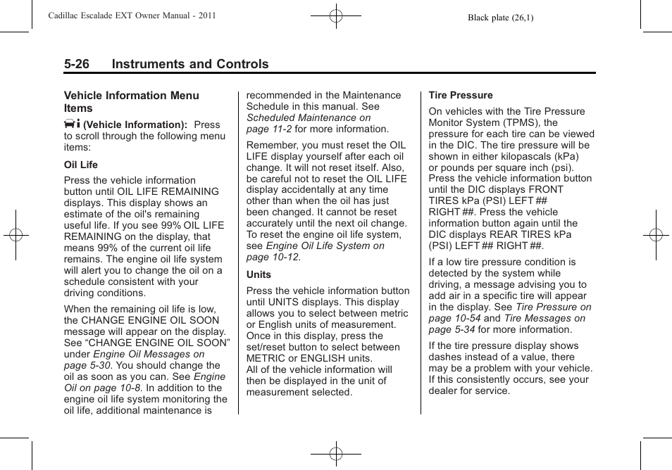 26 instruments and controls | Cadillac 2011 Escalade EXT User Manual | Page 156 / 508