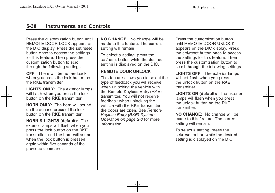 38 instruments and controls | Cadillac 2011 Escalade EXT User Manual | Page 168 / 508