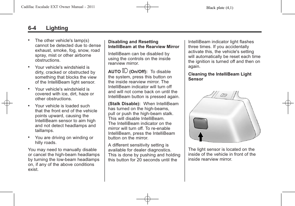 4 lighting | Cadillac 2011 Escalade EXT User Manual | Page 184 / 508