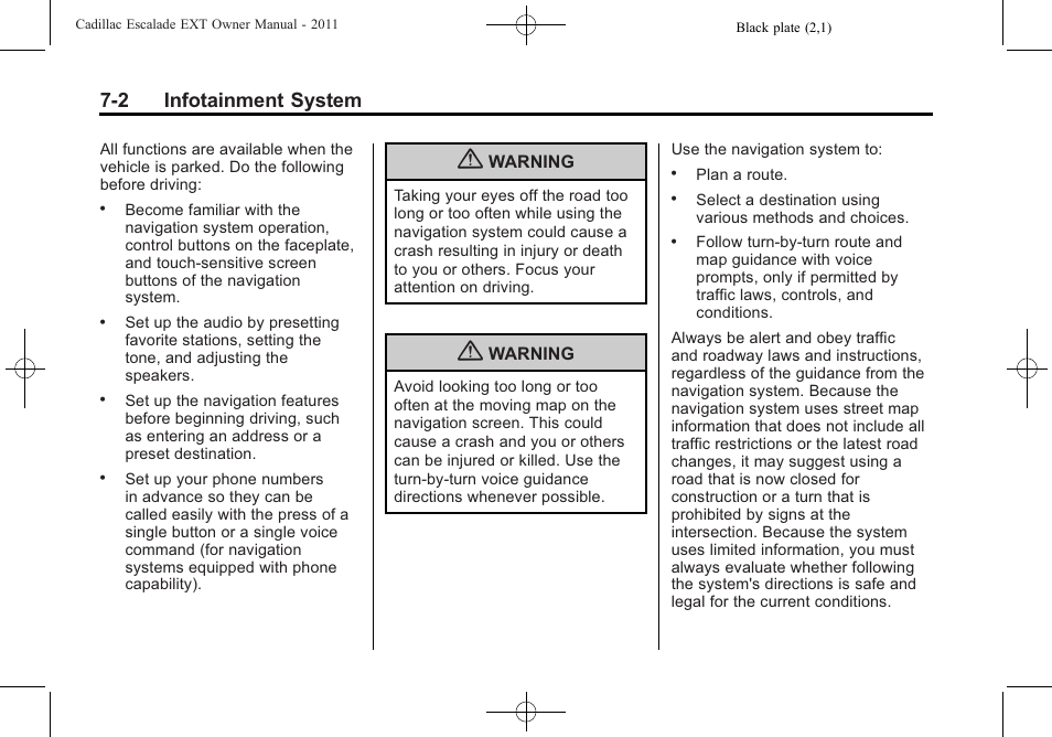 2 infotainment system | Cadillac 2011 Escalade EXT User Manual | Page 192 / 508