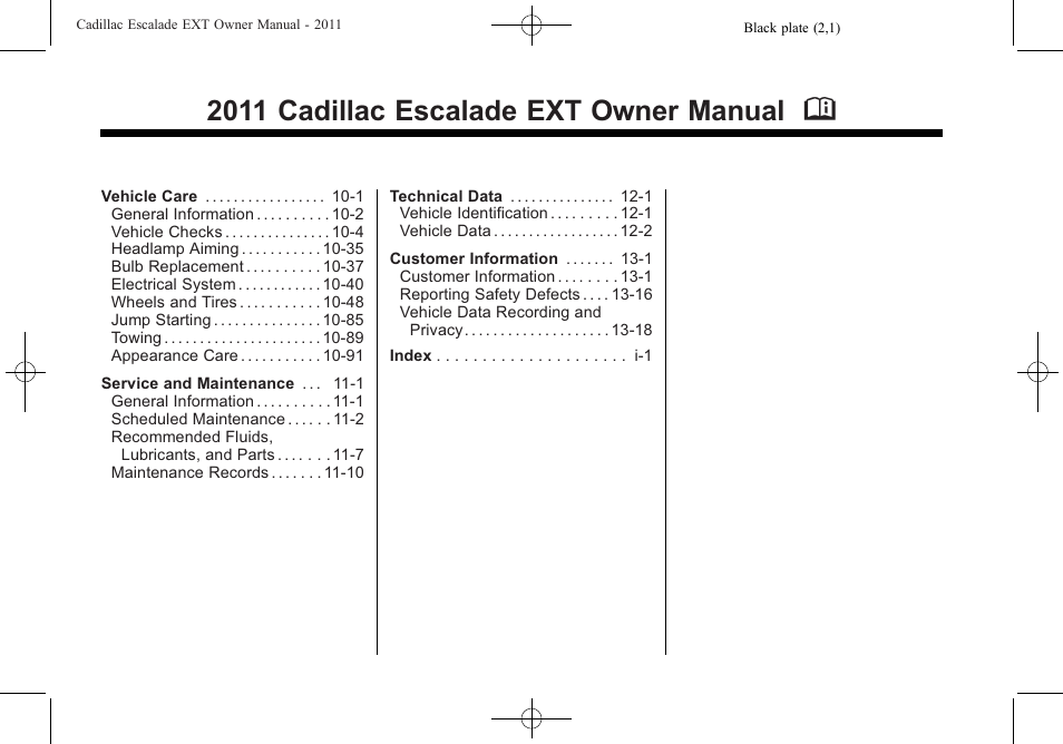 2011 cadillac escalade ext owner manual m | Cadillac 2011 Escalade EXT User Manual | Page 2 / 508