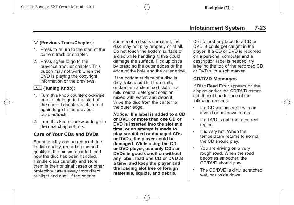 Infotainment system 7-23 | Cadillac 2011 Escalade EXT User Manual | Page 213 / 508