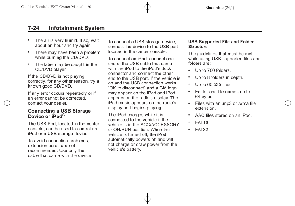 24 infotainment system | Cadillac 2011 Escalade EXT User Manual | Page 214 / 508