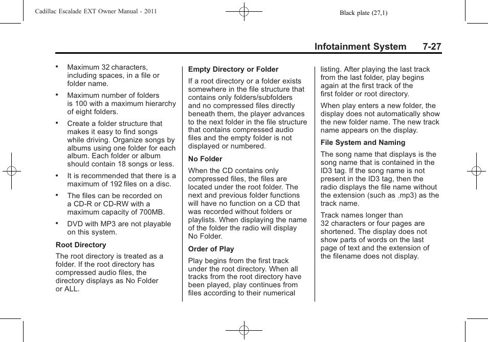 Infotainment system 7-27 | Cadillac 2011 Escalade EXT User Manual | Page 217 / 508