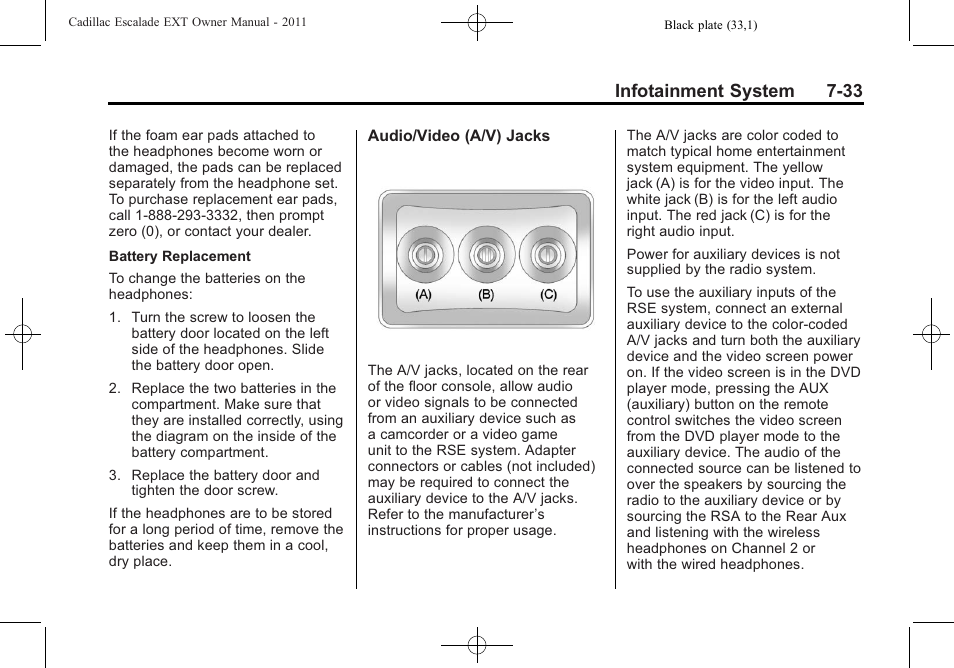 Infotainment system 7-33 | Cadillac 2011 Escalade EXT User Manual | Page 223 / 508