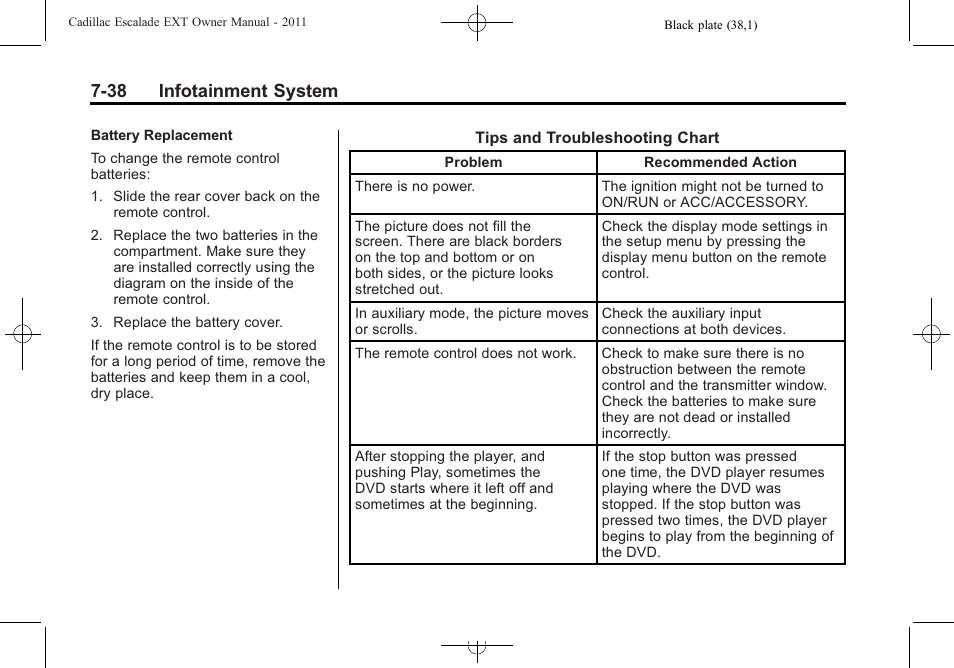 38 infotainment system | Cadillac 2011 Escalade EXT User Manual | Page 228 / 508