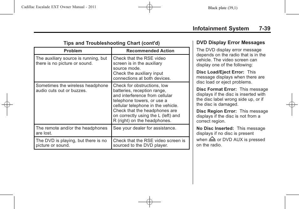 Infotainment system 7-39 | Cadillac 2011 Escalade EXT User Manual | Page 229 / 508