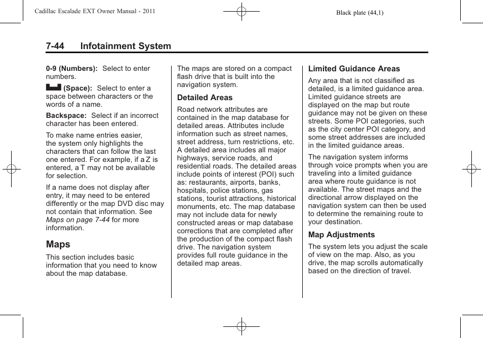 Maps, Maps -44, Become | Cadillac 2011 Escalade EXT User Manual | Page 234 / 508