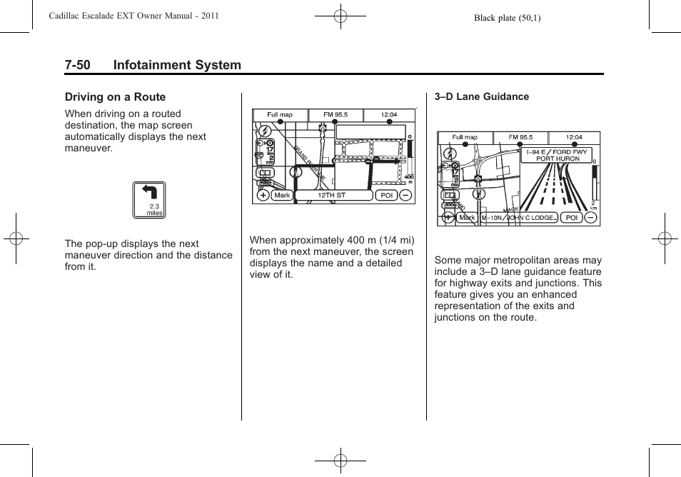 50 infotainment system | Cadillac 2011 Escalade EXT User Manual | Page 240 / 508