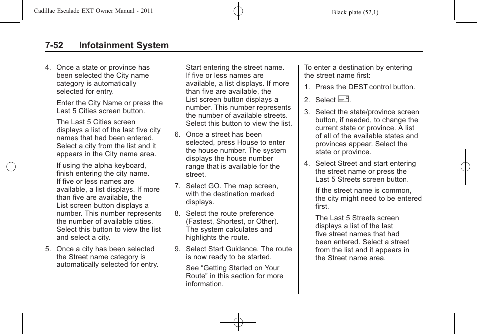 52 infotainment system | Cadillac 2011 Escalade EXT User Manual | Page 242 / 508