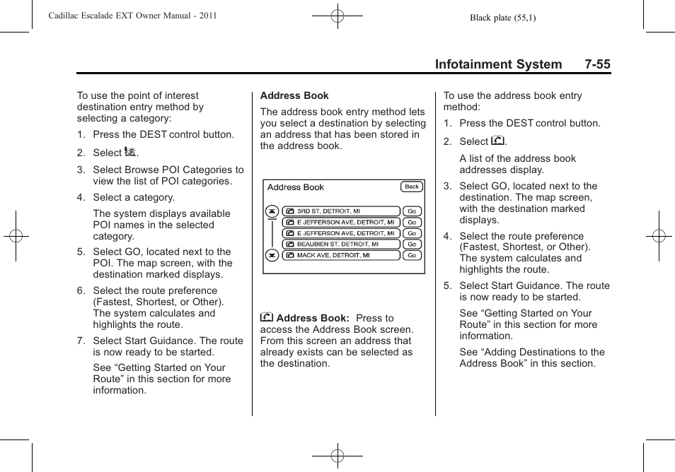 Infotainment system 7-55 | Cadillac 2011 Escalade EXT User Manual | Page 245 / 508