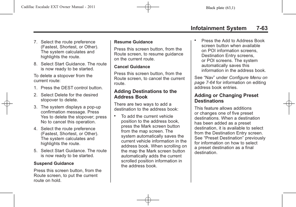 Infotainment system 7-63 | Cadillac 2011 Escalade EXT User Manual | Page 253 / 508