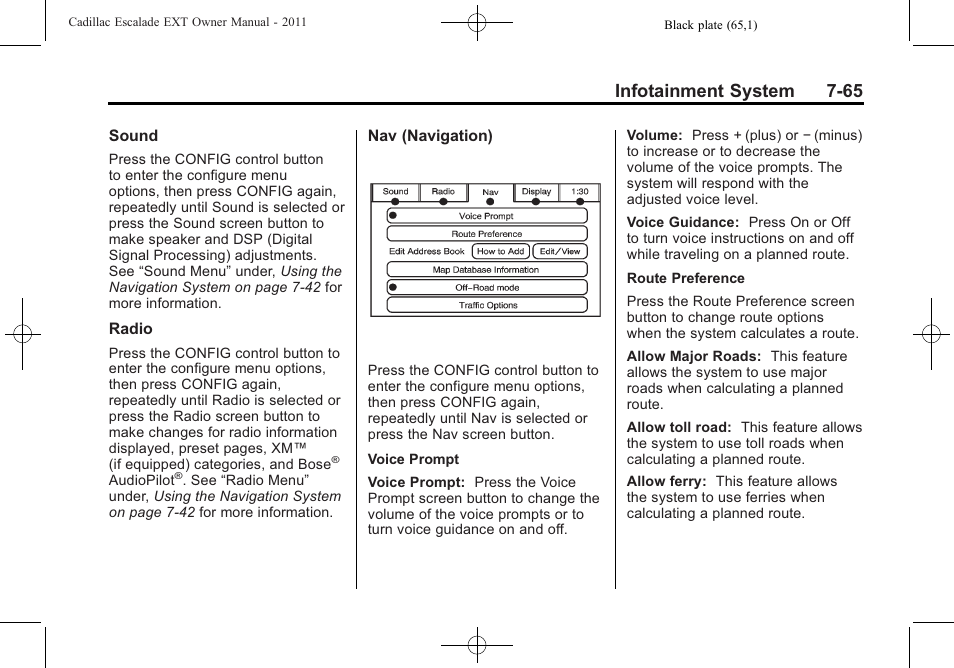 Infotainment system 7-65 | Cadillac 2011 Escalade EXT User Manual | Page 255 / 508