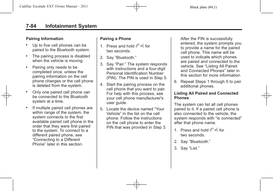 84 infotainment system | Cadillac 2011 Escalade EXT User Manual | Page 274 / 508