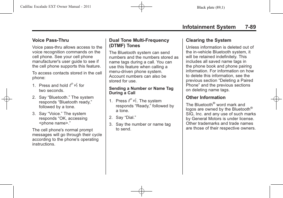 Infotainment system 7-89 | Cadillac 2011 Escalade EXT User Manual | Page 279 / 508