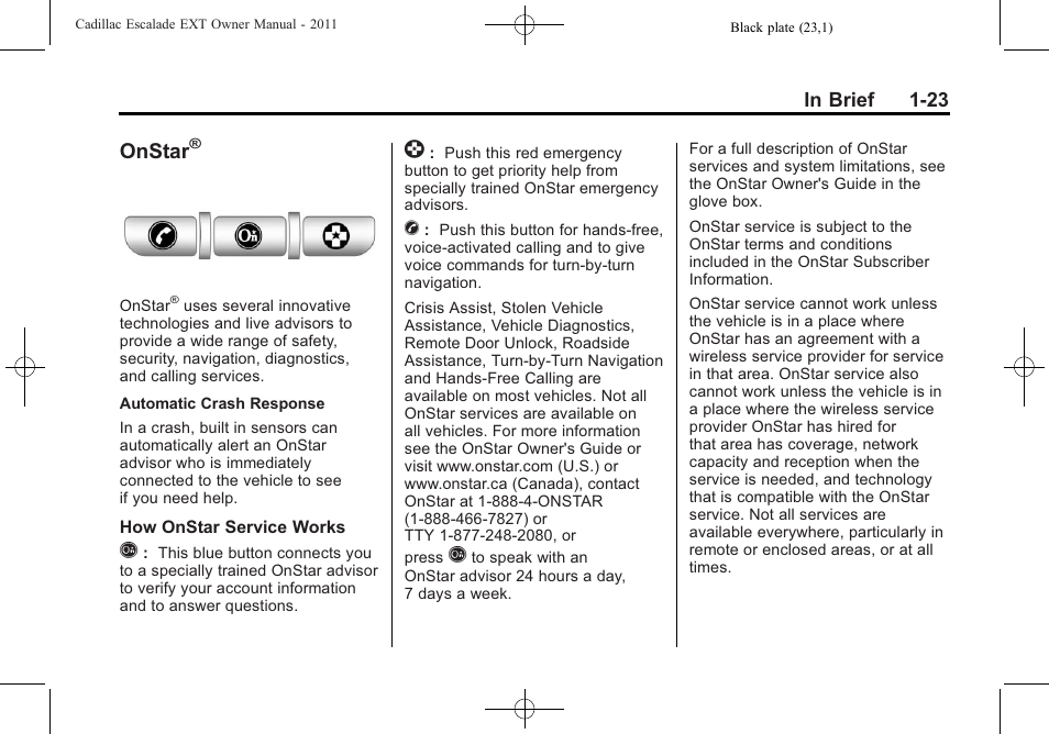 Onstar | Cadillac 2011 Escalade EXT User Manual | Page 29 / 508