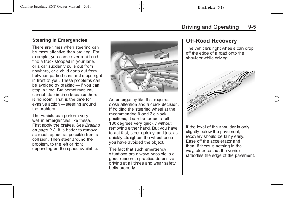 Off-road recovery, Off-road recovery -5 | Cadillac 2011 Escalade EXT User Manual | Page 291 / 508