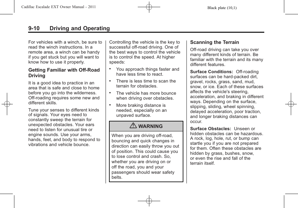 10 driving and operating | Cadillac 2011 Escalade EXT User Manual | Page 296 / 508