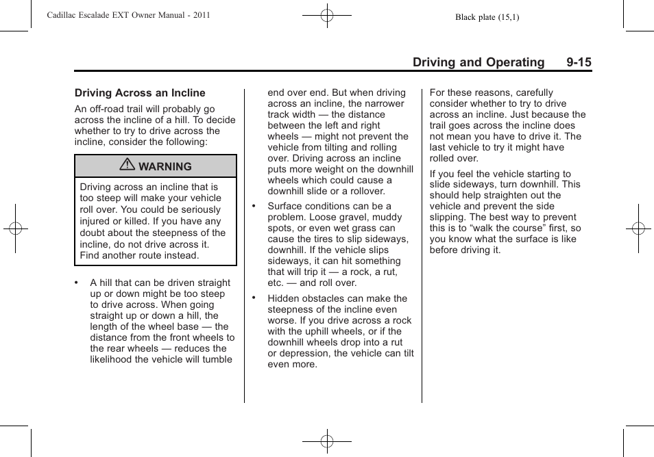 Driving and operating 9-15 | Cadillac 2011 Escalade EXT User Manual | Page 301 / 508