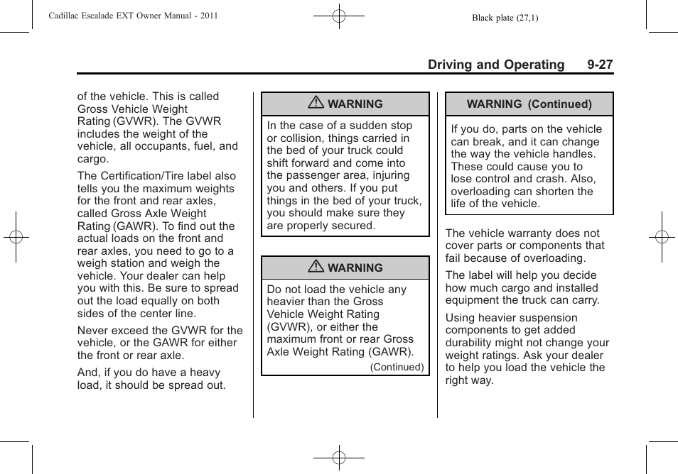 Cadillac 2011 Escalade EXT User Manual | Page 313 / 508