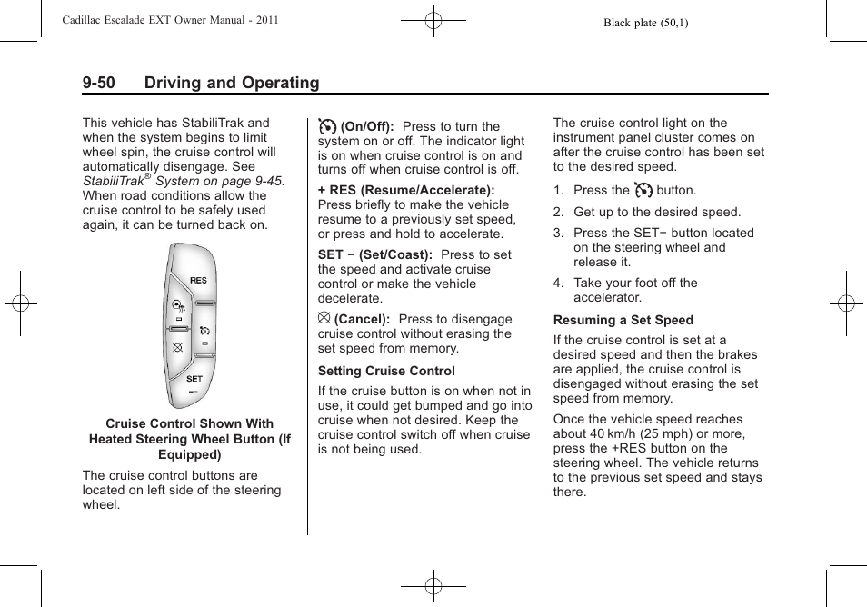 50 driving and operating | Cadillac 2011 Escalade EXT User Manual | Page 336 / 508