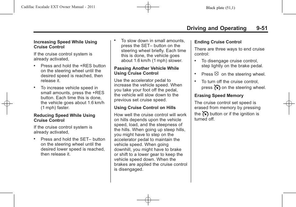 Driving and operating 9-51 | Cadillac 2011 Escalade EXT User Manual | Page 337 / 508