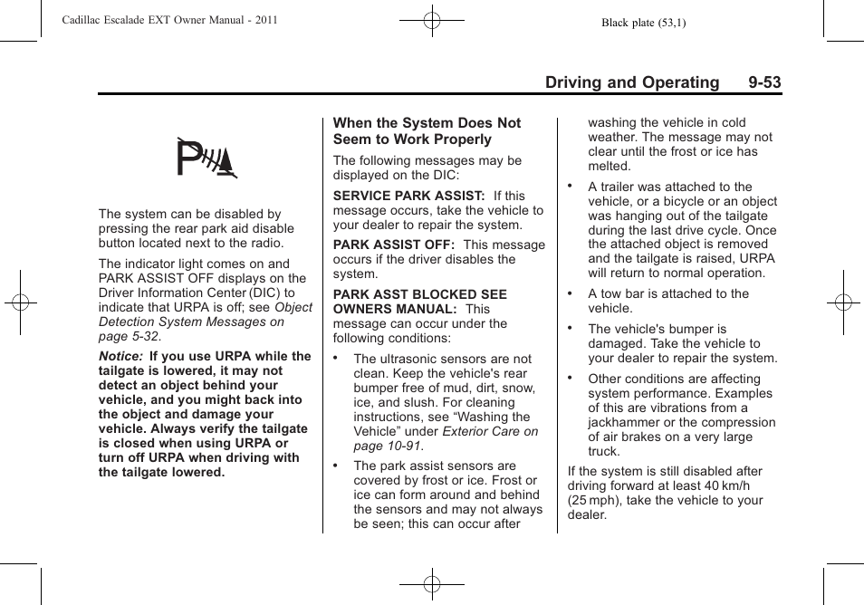 Driving and operating 9-53 | Cadillac 2011 Escalade EXT User Manual | Page 339 / 508