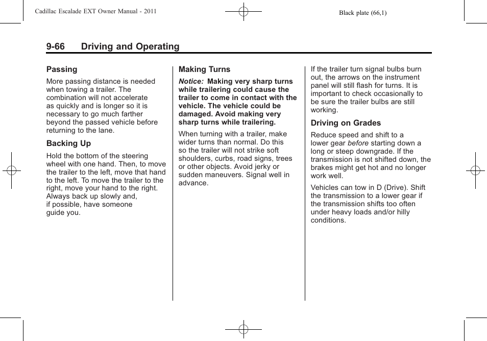 66 driving and operating | Cadillac 2011 Escalade EXT User Manual | Page 352 / 508