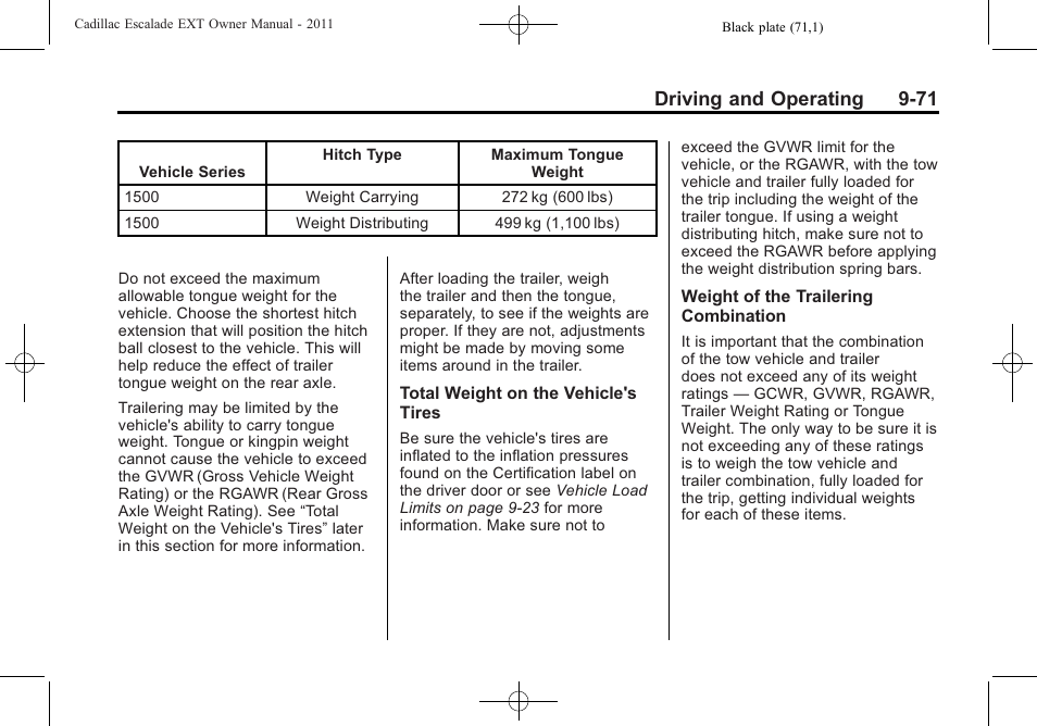 Driving and operating 9-71 | Cadillac 2011 Escalade EXT User Manual | Page 357 / 508