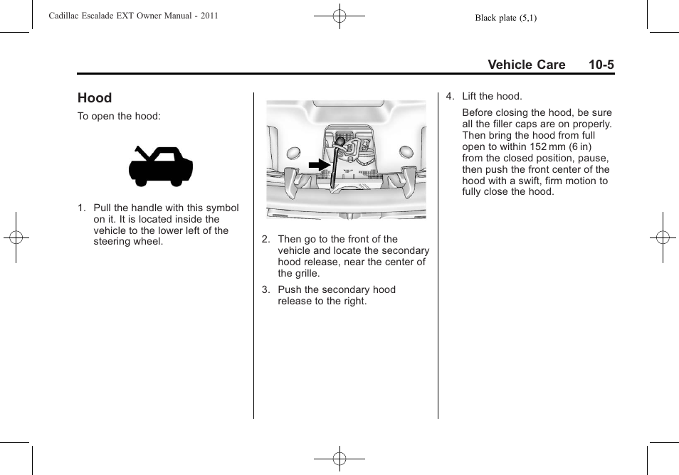 Hood, Hood -5 | Cadillac 2011 Escalade EXT User Manual | Page 367 / 508