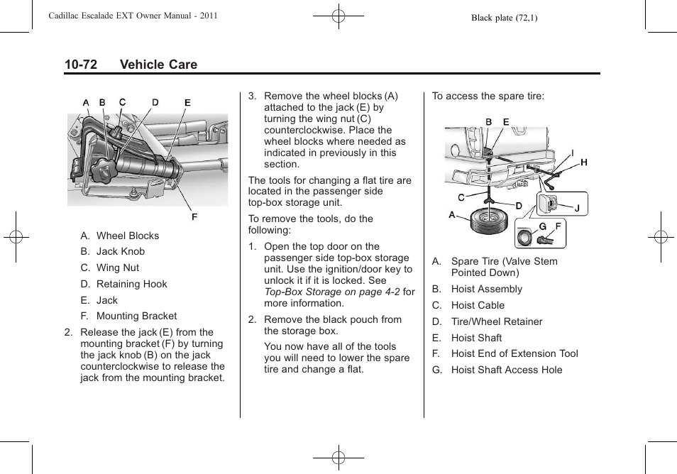 72 vehicle care | Cadillac 2011 Escalade EXT User Manual | Page 434 / 508