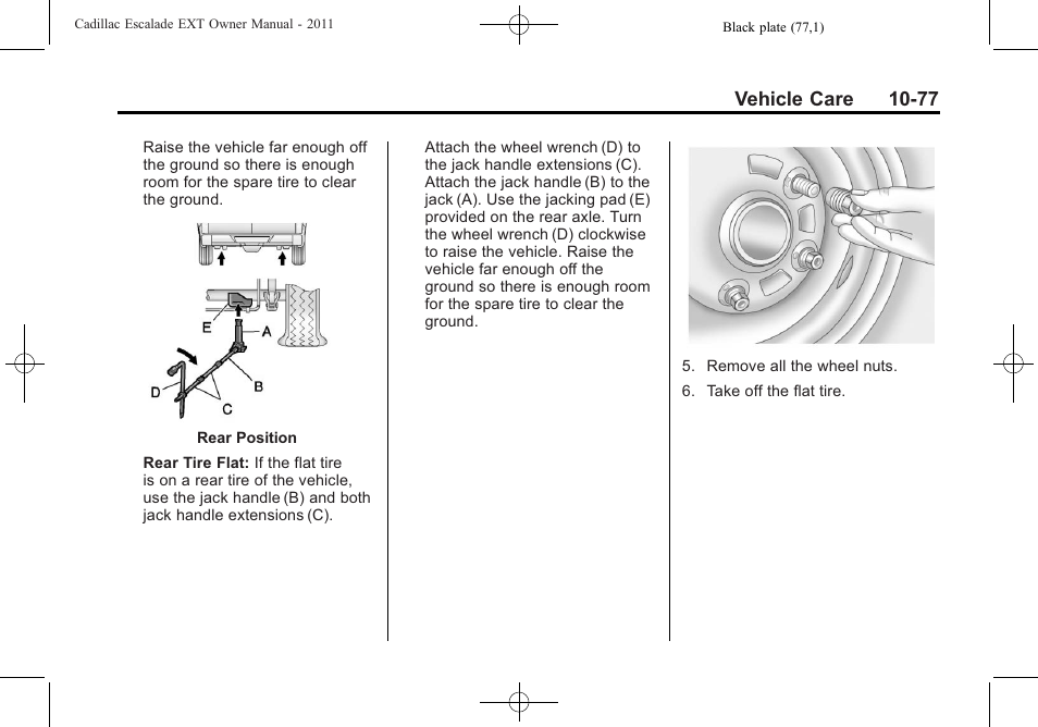 Vehicle care 10-77 | Cadillac 2011 Escalade EXT User Manual | Page 439 / 508