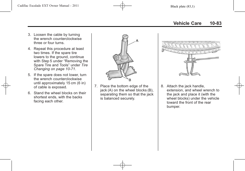 Vehicle care 10-83 | Cadillac 2011 Escalade EXT User Manual | Page 445 / 508