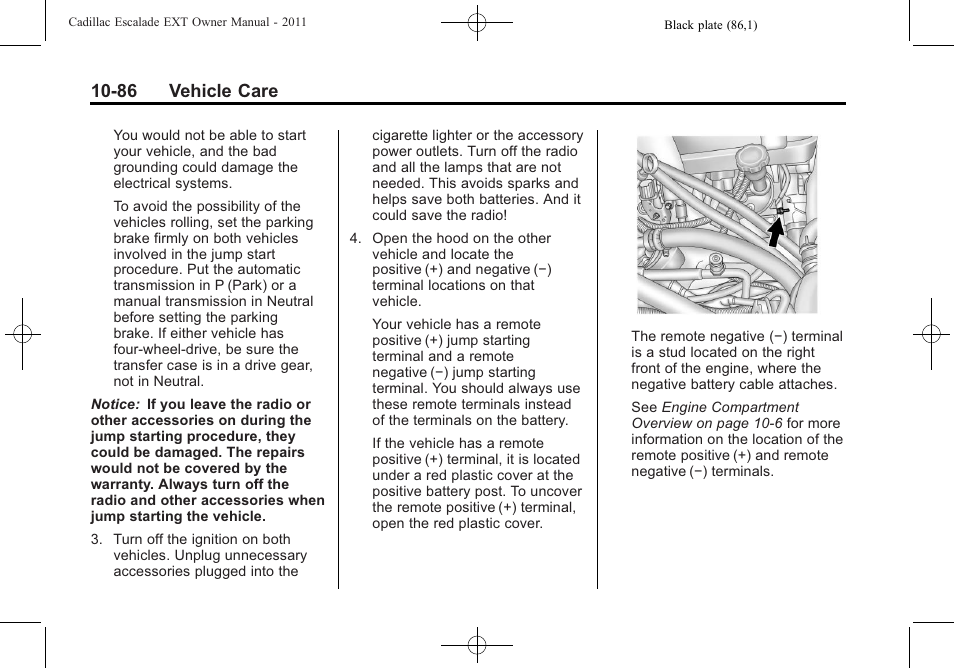 86 vehicle care | Cadillac 2011 Escalade EXT User Manual | Page 448 / 508