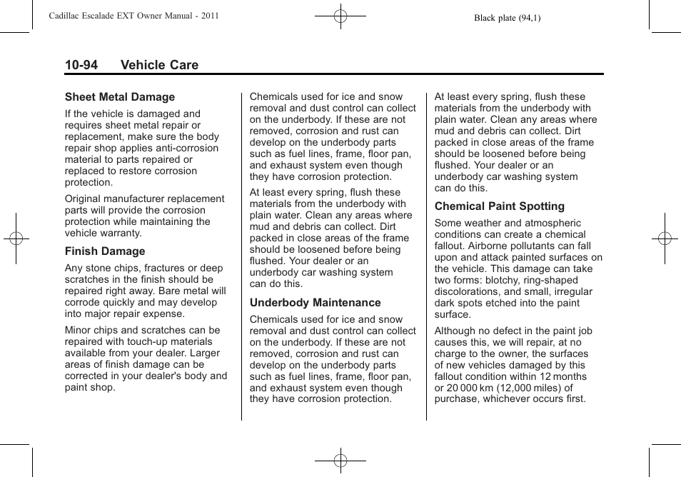 94 vehicle care | Cadillac 2011 Escalade EXT User Manual | Page 456 / 508