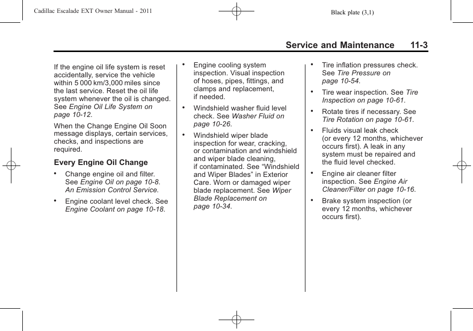 Service and maintenance 11-3 | Cadillac 2011 Escalade EXT User Manual | Page 463 / 508