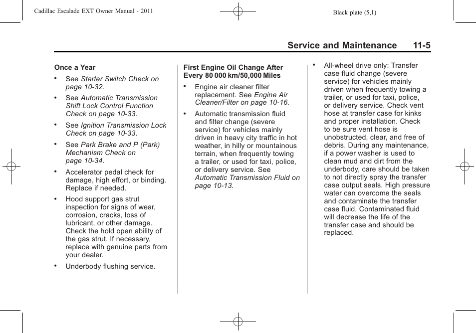 Service and maintenance 11-5 | Cadillac 2011 Escalade EXT User Manual | Page 465 / 508