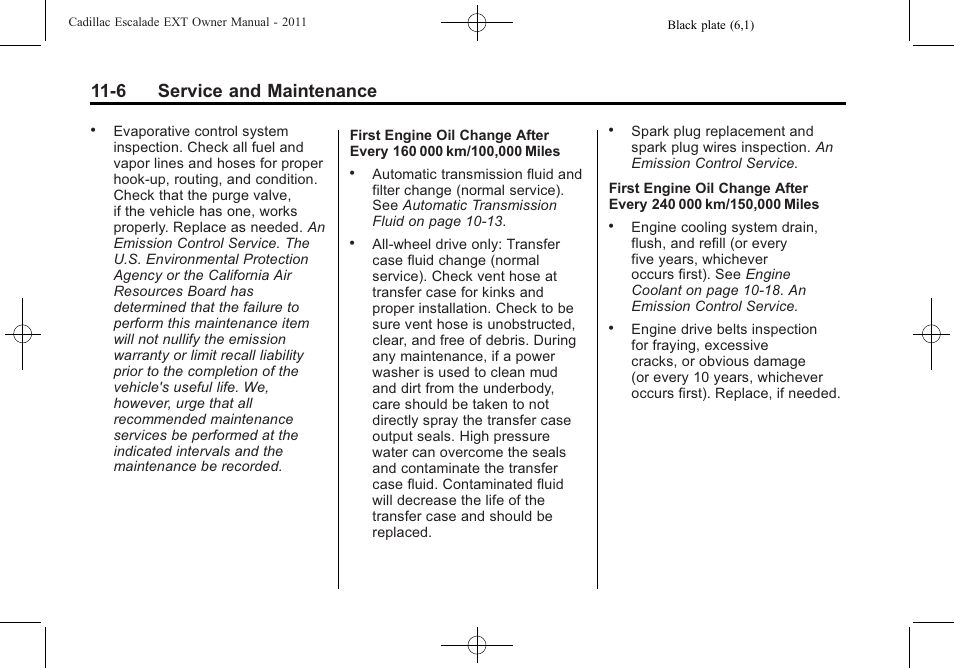 6 service and maintenance | Cadillac 2011 Escalade EXT User Manual | Page 466 / 508