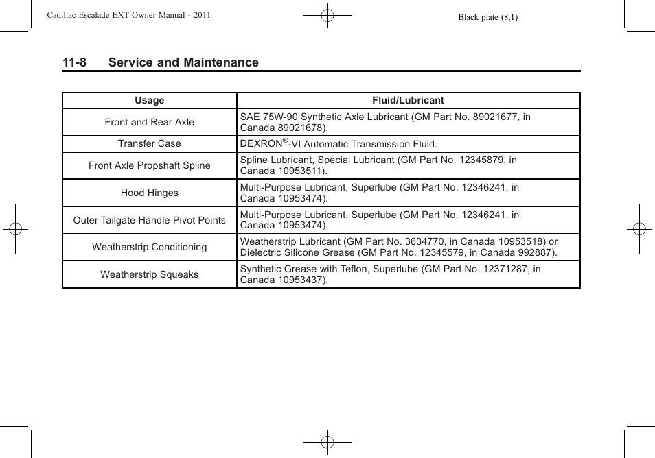 8 service and maintenance | Cadillac 2011 Escalade EXT User Manual | Page 468 / 508