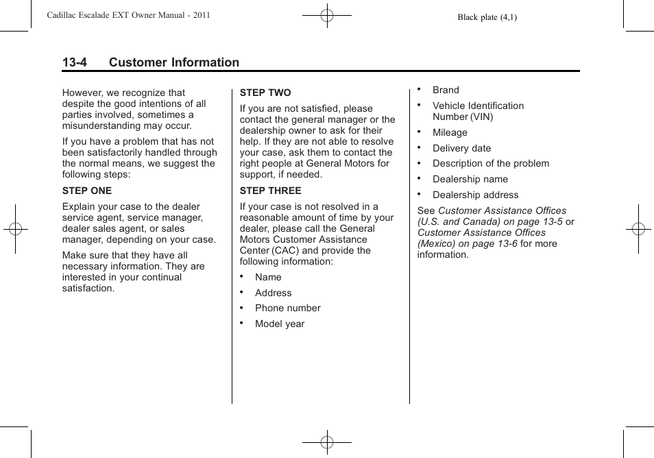4 customer information | Cadillac 2011 Escalade EXT User Manual | Page 480 / 508