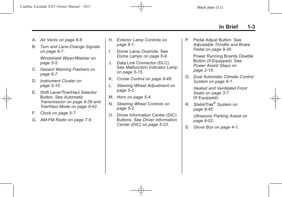 Cadillac 2011 Escalade EXT User Manual | Page 9 / 508