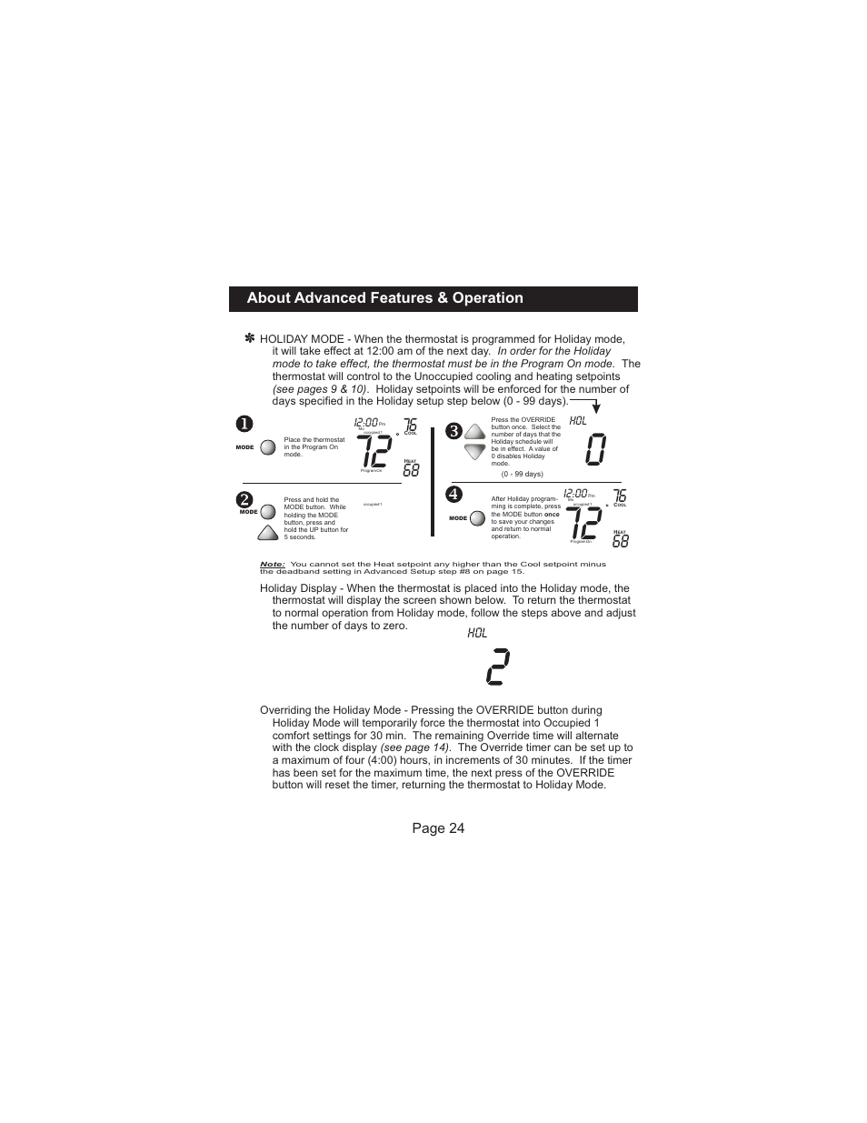 About advanced features & operation, Page 24 | Venstar T2300FS User Manual | Page 25 / 29