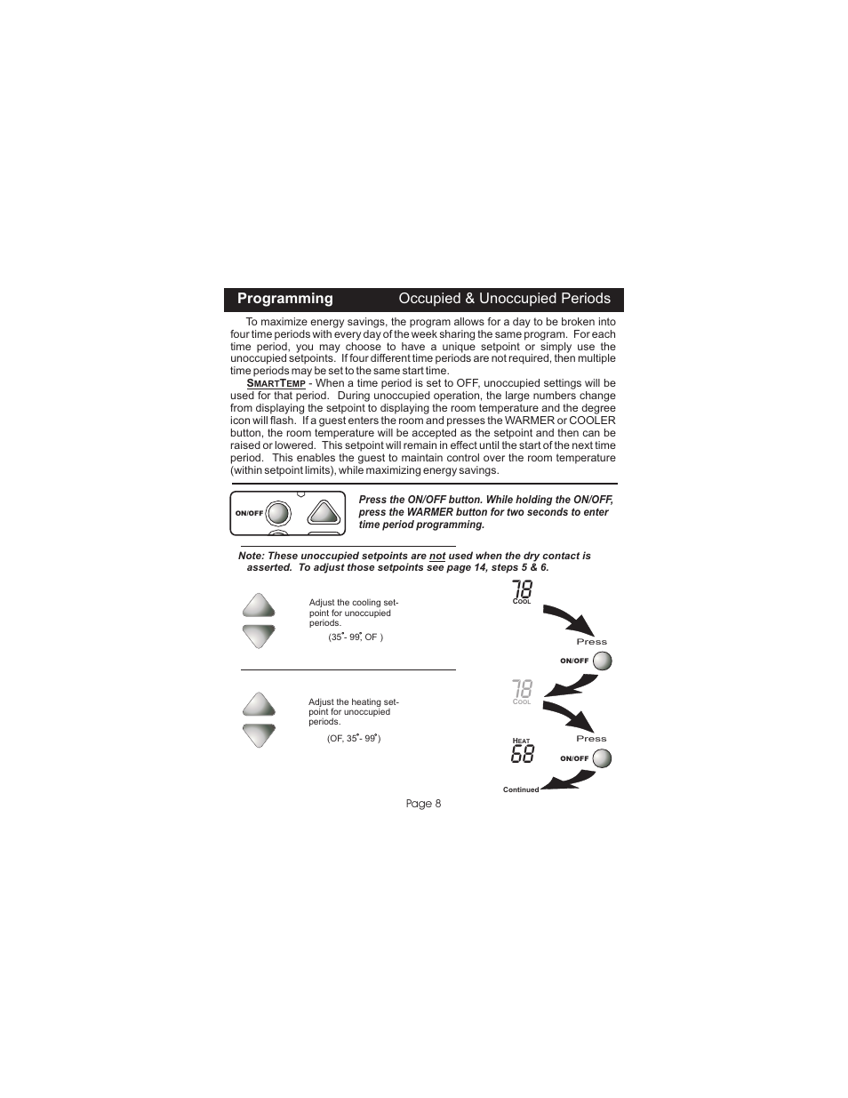 Programming occupied & unoccupied periods | Venstar T0051FS User Manual | Page 9 / 24