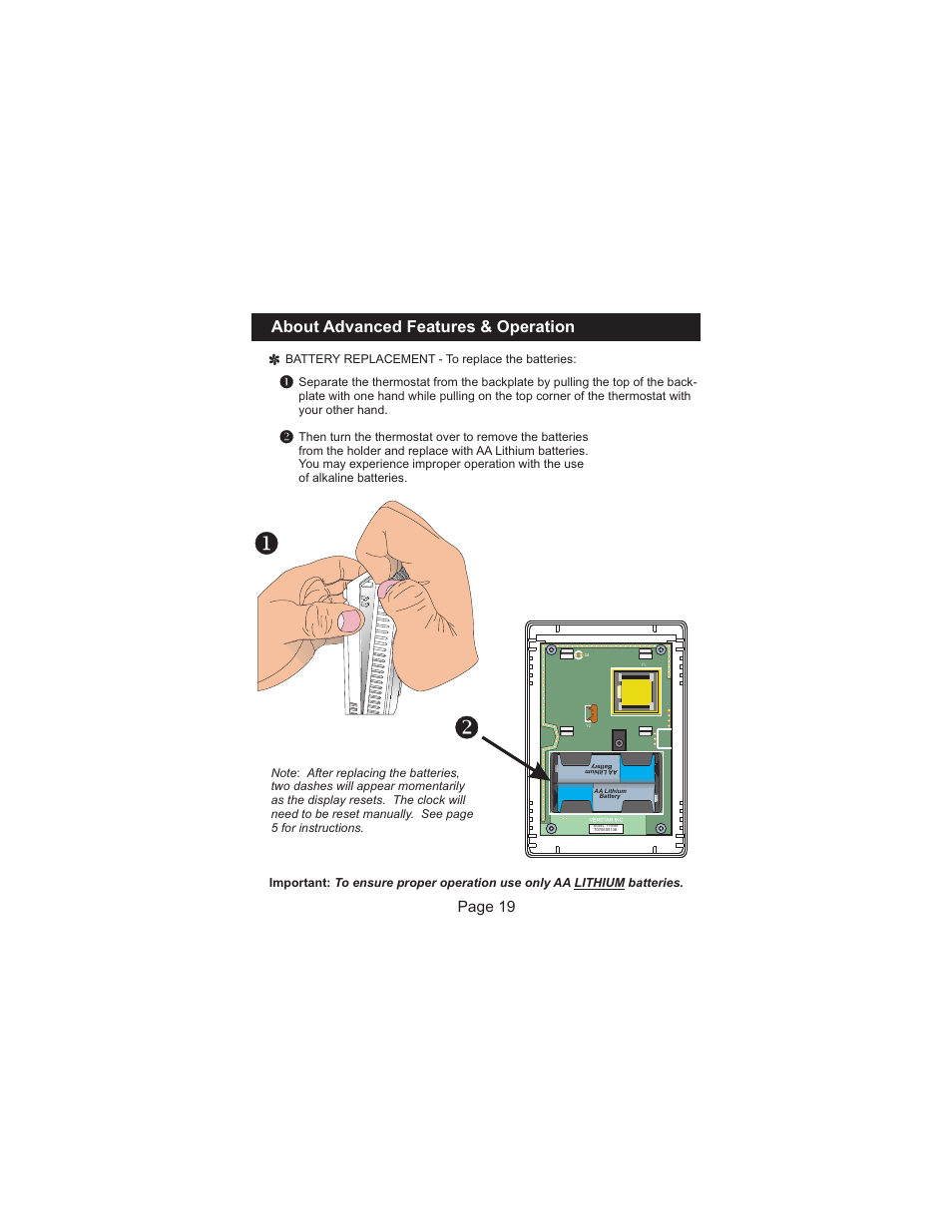 About advanced features & operation, Page 19 | Venstar T1100RF User Manual | Page 20 / 22