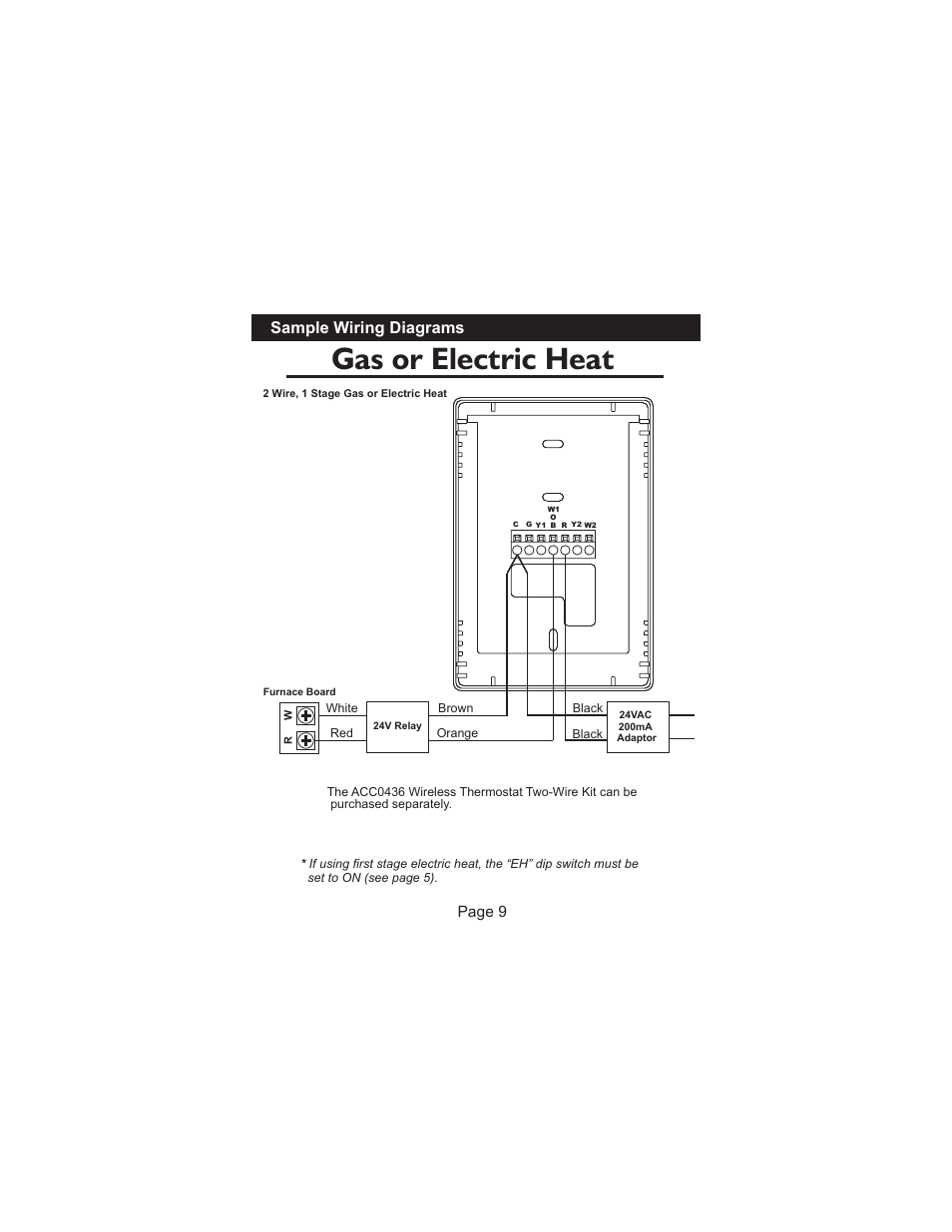 Gas or electric heat, Sample wiring diagrams, Page 9 | Venstar T1100REC User Manual | Page 10 / 18
