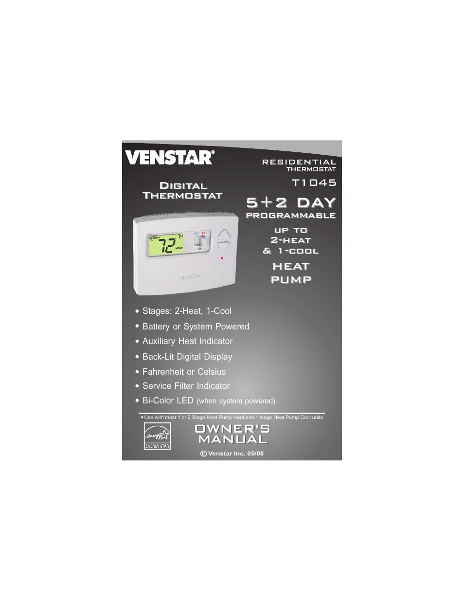 Venstar T1045 User Manual | 24 pages