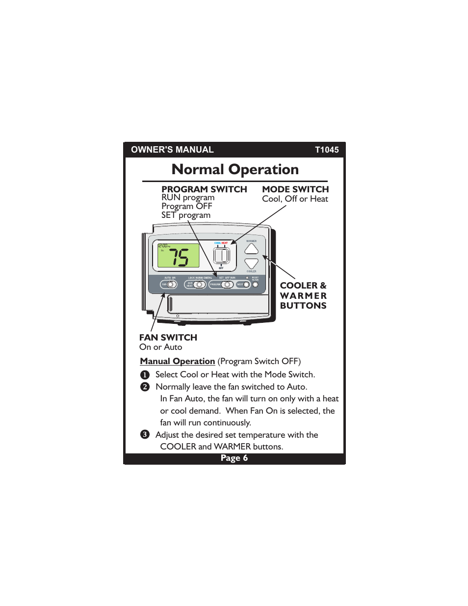 Normal operation | Venstar T1045 User Manual | Page 6 / 24