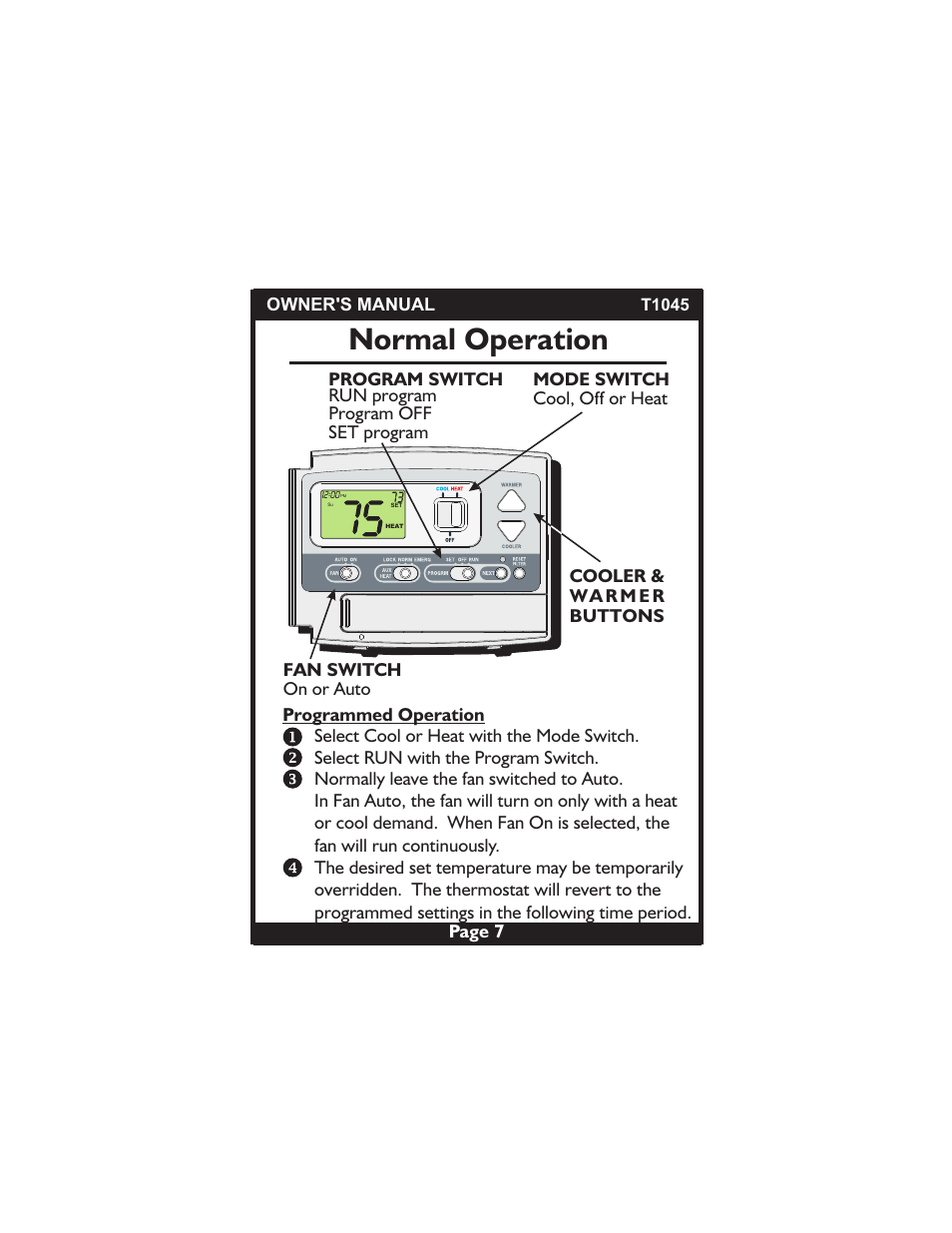 Normal operation | Venstar T1045 User Manual | Page 7 / 24