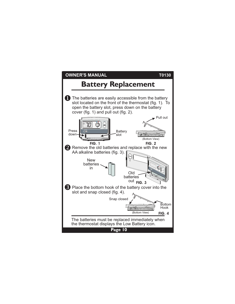 Battery replacement | Venstar T0130 User Manual | Page 10 / 25